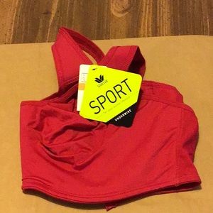 Wacoal Sport underwire bra in dark red. Size 42DD.